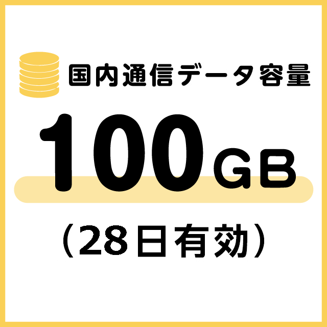 国内通信データ容量追加100ギガ（28日有効）