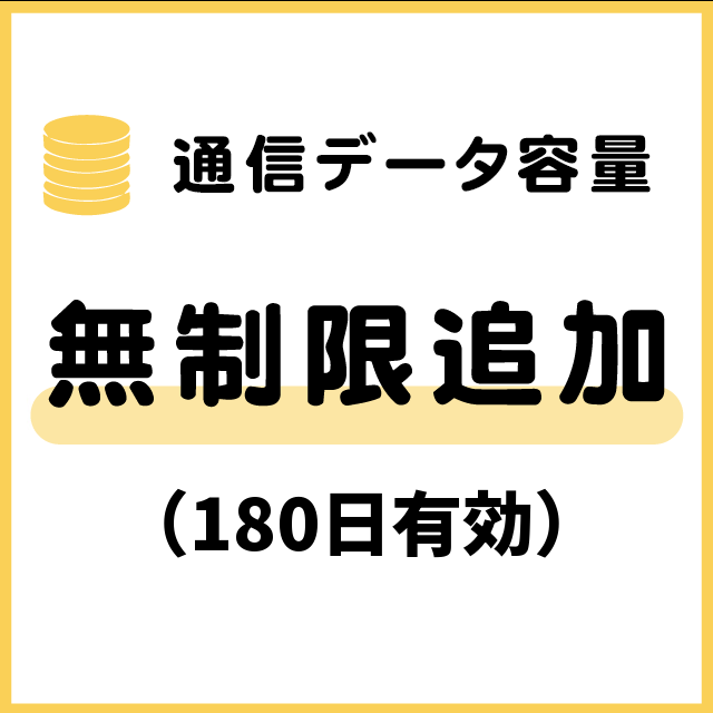 通信データ容量 無制限追加（180日有効）