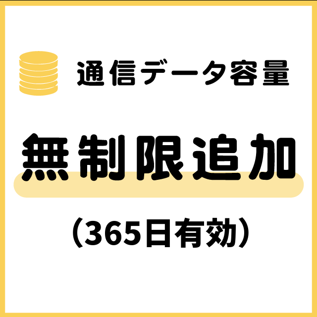 通信データ容量 無制限追加（365日有効）